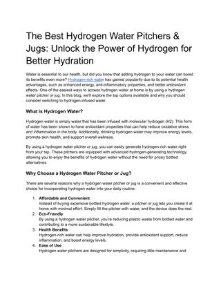 Top Hydrogen Water Pitchers & Jugs for Clean, Energizing Hydration