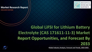 LiFSI for Lithium Battery Electrolyte (CAS 171611-11-3) Market Size, Trends, Scope and Growth Analysis to 2033