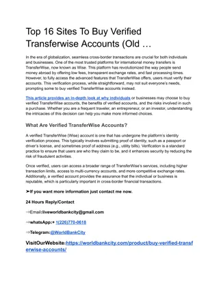 Top 16 Sites To Buy Verified Transferwise Accounts (Old …