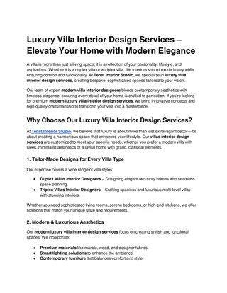 Luxury Villa Interior Design Services – Elevate Your Home with Modern Elegance