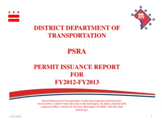 District Department of Transportation PSRA Permit Issuance Report FY2012-FY2013