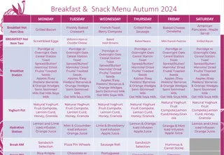 Breakfast & Snack Menu Autumn 2024