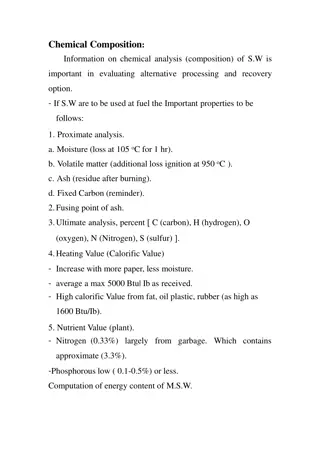 Chemical Composition and Generation Rates in Solid Waste Management