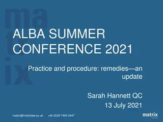 Remedies Update in Practice and Procedure