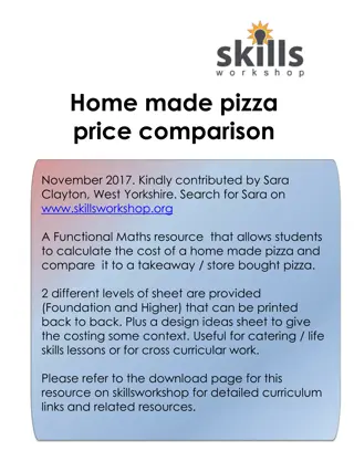 Functional Maths Resource: Homemade Pizza Price Comparison