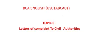 Complaint Letters to Civil Authorities
