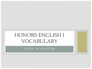 HONORS ENGLISH I  VOCABULARY