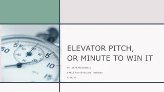ELEVATOR PITCH, OR MINUTE TO WIN IT