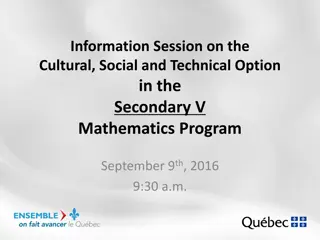 Information Session on Secondary V Mathematics Program