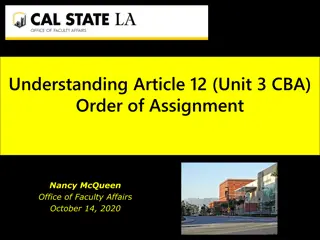 Article 12: Order of Faculty Assignment & Entitlements