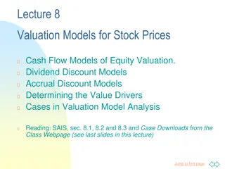 Lecture 8 Valuation Models for Stock Prices