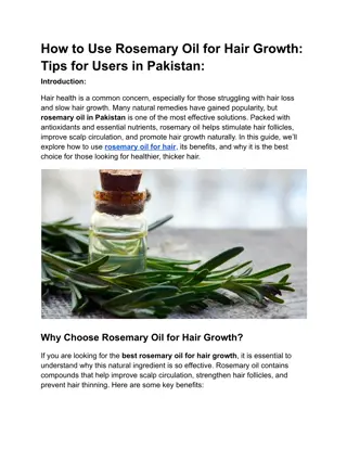 How to Use Rosemary Oil for Hair Growth Tips for Users in Pakistan