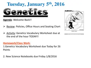 Genetics Vocabulary Worksheet due today! Biology Students Required to Maintain Science Folders