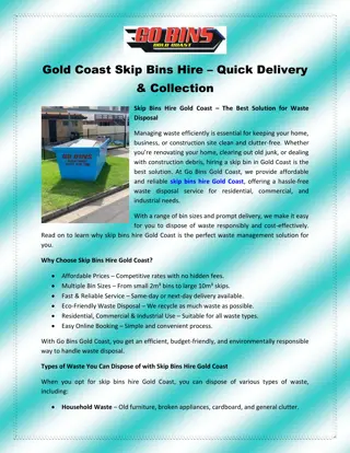 Gold Coast Skip Bins Hire – Quick Delivery & Collection
