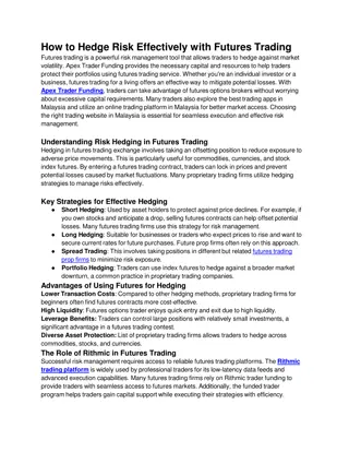 How to Hedge Risk Effectively with Futures Trading