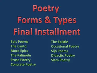 Epic Poetry and Forms