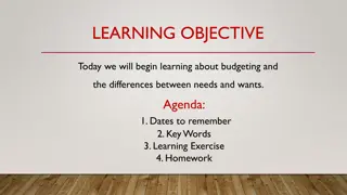 Introduction to Budgeting and Needs vs Wants