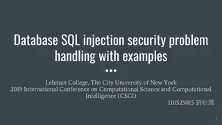 Database SQL injection security problem handling with examples