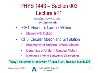 PHYS 1443 Section 003 Lecture: Newton's Laws and Circular Motion Homework