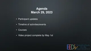 March 29, 2023 Participant Updates & Timeline of Activities