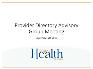 Provider Directory Advisory Group Meeting - Updates and Discussions