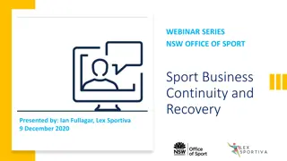 Sport Business Continuity and Recovery Overview