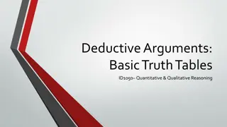 Deductive Arguments: Truth Tables for Logical Operators