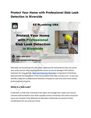 Protect Your Home with Professional Slab Leak Detection in Riverside
