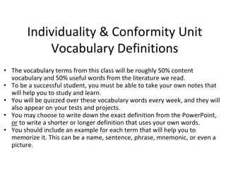 Individuality & Conformity: Unit Vocabulary