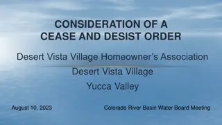Cease and Desist Order Consideration at Desert Vista Village HOA Meeting