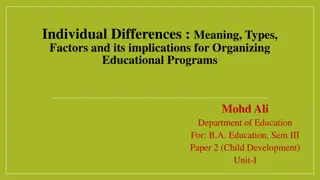 Individual Differences in Education Programs
