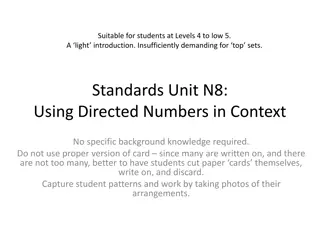Standards Unit N8: Using Directed Numbers in Context