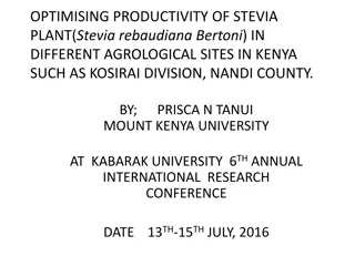 Optimising Productivity of Stevia Plant in Different Agrological Sites