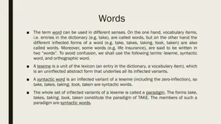 Lexemes, Syntactic Words, and Morphemes