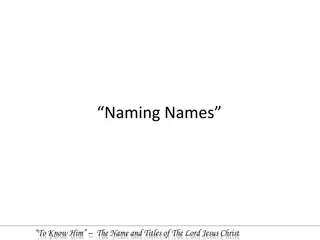 Names and Titles of Jesus Christ
