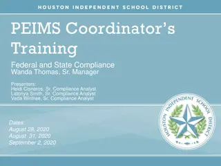 PEIMS Coordinators Training Federal and State Compliance