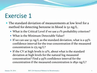 Statistical Analysis for Detecting Benzene Concentration - Methods & Confidence Intervals