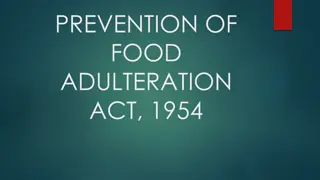 Prevention of Food Adulteration Act 1954 Overview