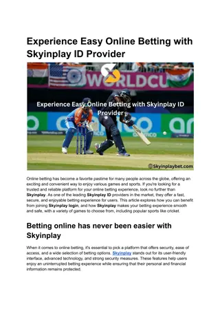 Experience Easy Online Betting with Skyinplay ID Provider