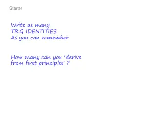 Write as many  TRIG IDENTITIES As you can remember