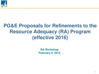 PG&E Proposals for Refinements to Resource Adequacy Program