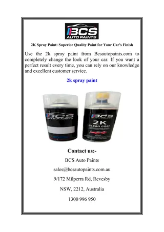 2K Spray Paint Superior Quality Paint for Your Car's Finish