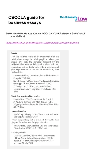 OSCOLA guide for  business essays