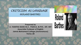 Life and Works of Roland Barthes - A.Famitha Banu