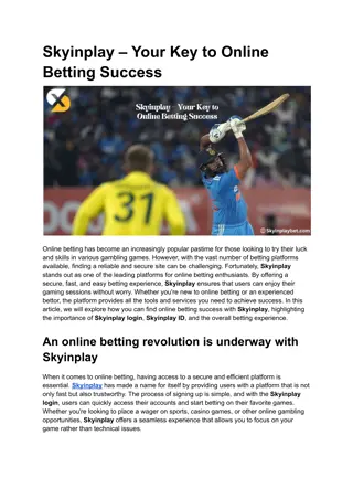 Skyinplay – Your Key to Online Betting Success
