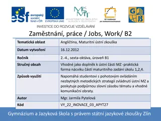 Jobs and Work: Questions and Tasks for English Maturita Exam