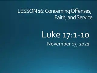 Concerning Offenses, Faith, and Service in Luke 17:1-10