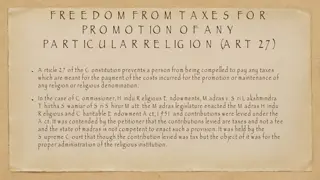 Taxation Laws and Promotion of Religion: Constitutional Insights