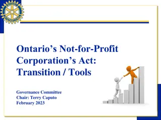 Transition to Ontario's Not-for-Profit Corporations Ac