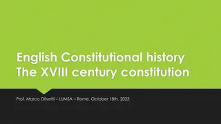 English Constitutional History in the XVIII Century - Monarchy, Ministers, and Dilemmas